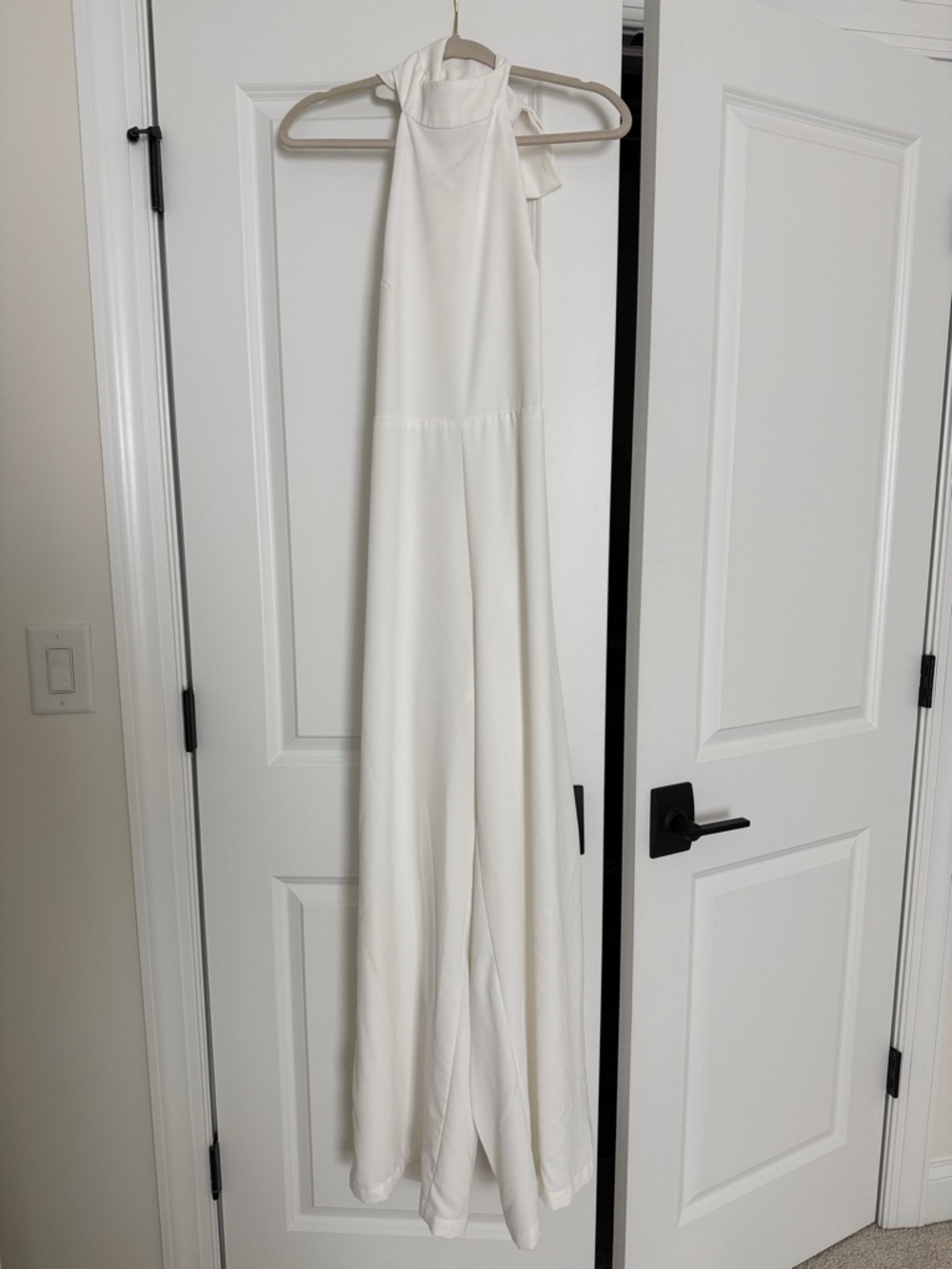 White Halter Jumpsuit with Wide Legs